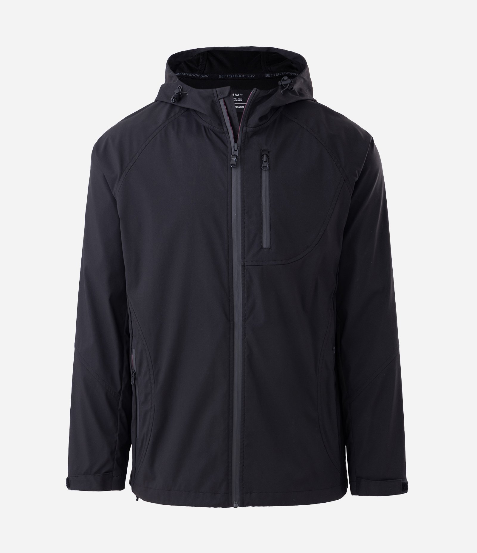 Jaqueta Esportiva Tecnológica Resistente à Água com Capuz Preto 5