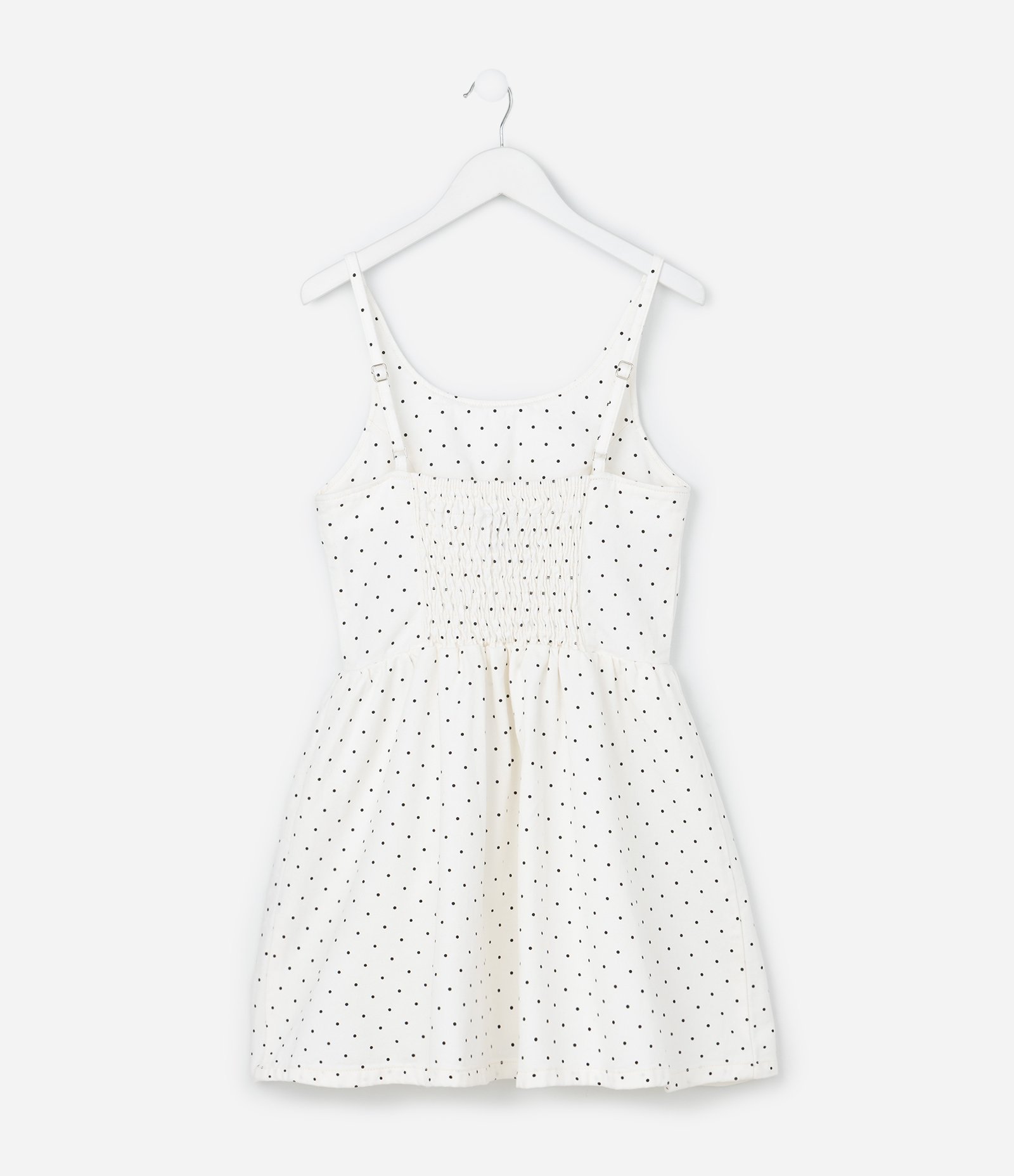 Vestido Infantil em Sarja com Estampa Poá - Tam 7 a 16 Anos Branco/Preto 2