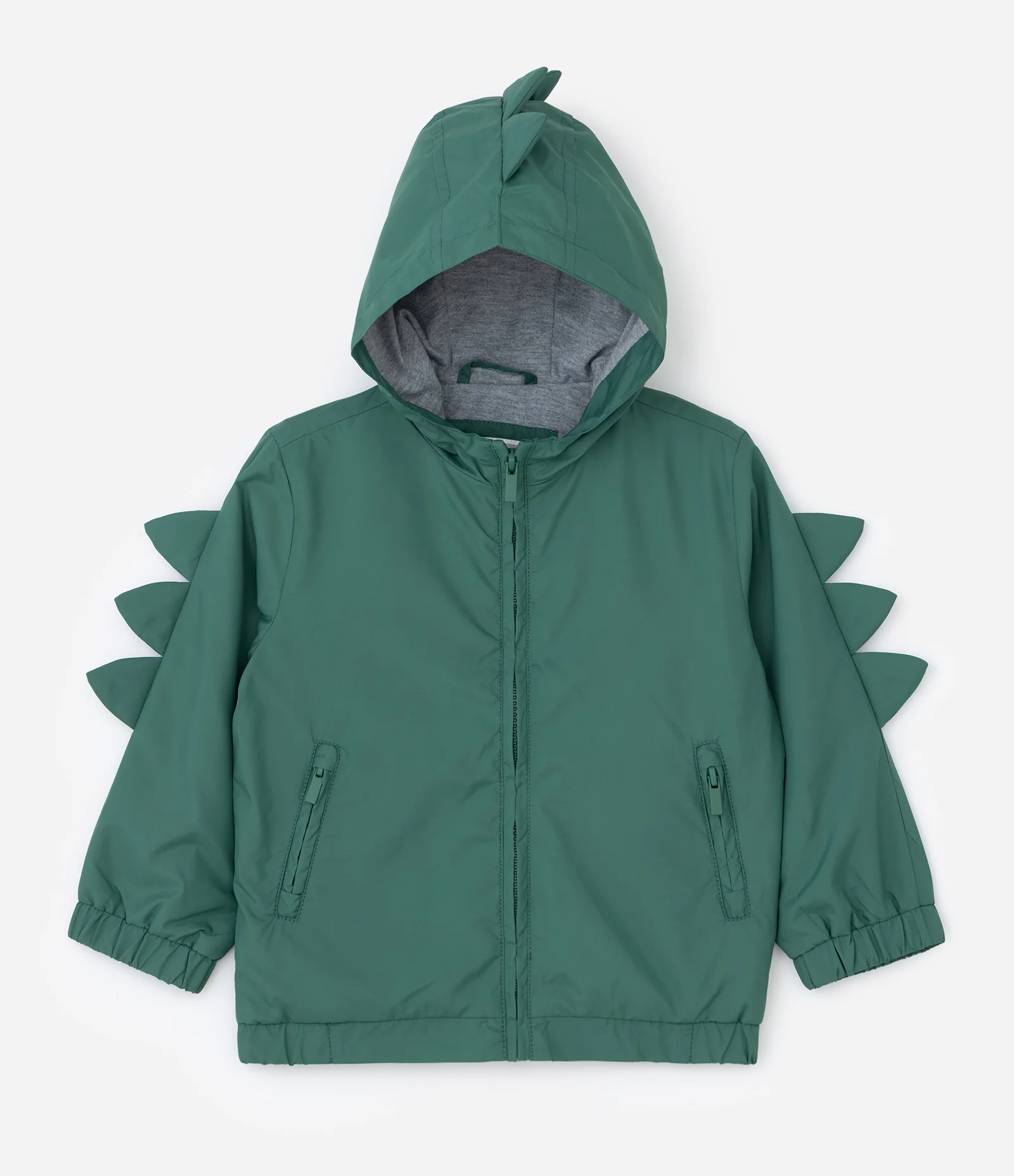 Jaqueta Infantil com Capuz Detalhe Dino – Tam 1 a 6 Anos Verde Escuro 2