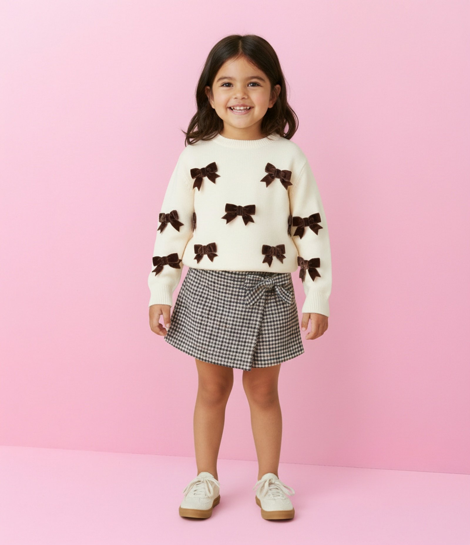 Suéter Infantil com Laços Aplicados – Tam 1 a 5/6 Off White 1