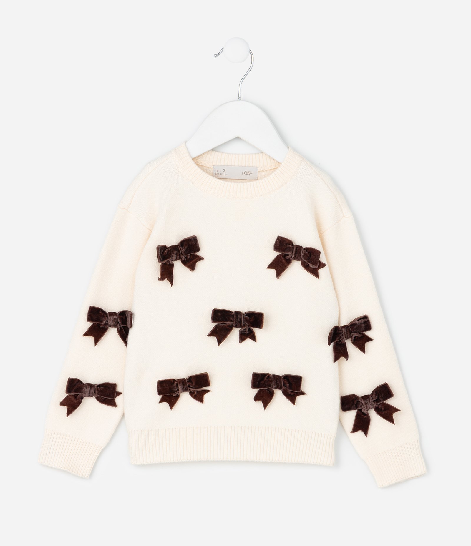 Suéter Infantil com Laços Aplicados – Tam 1 a 5/6 Off White 2