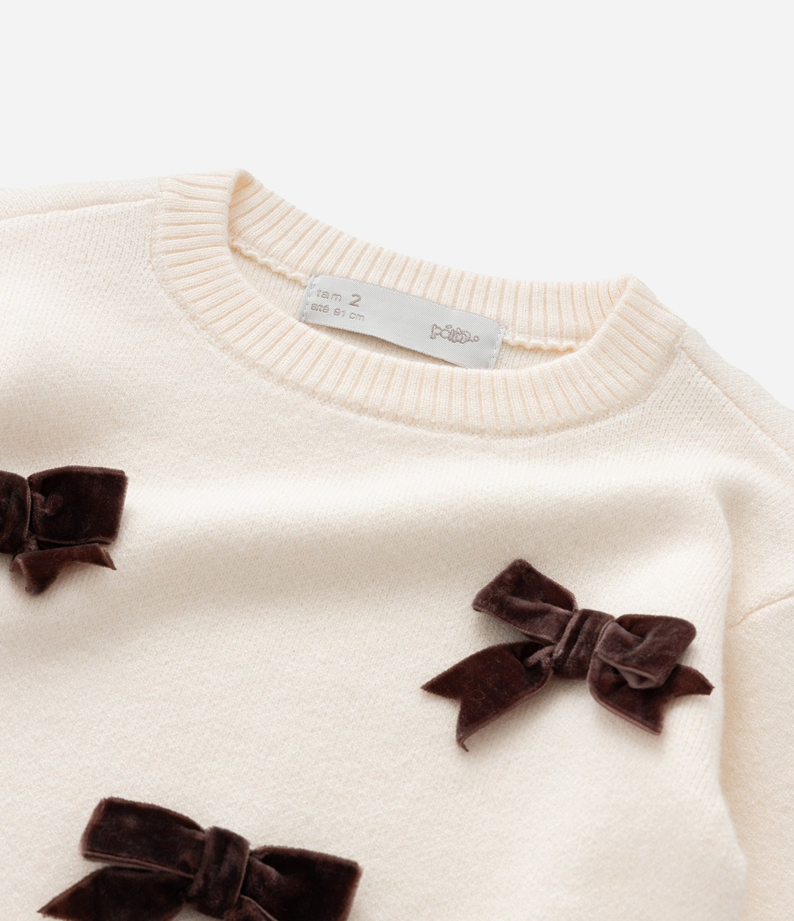 Suéter Infantil com Laços Aplicados – Tam 1 a 5/6 Off White 7