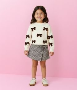 Suéter Infantil com Laços Aplicados – Tam 1 a 5/6