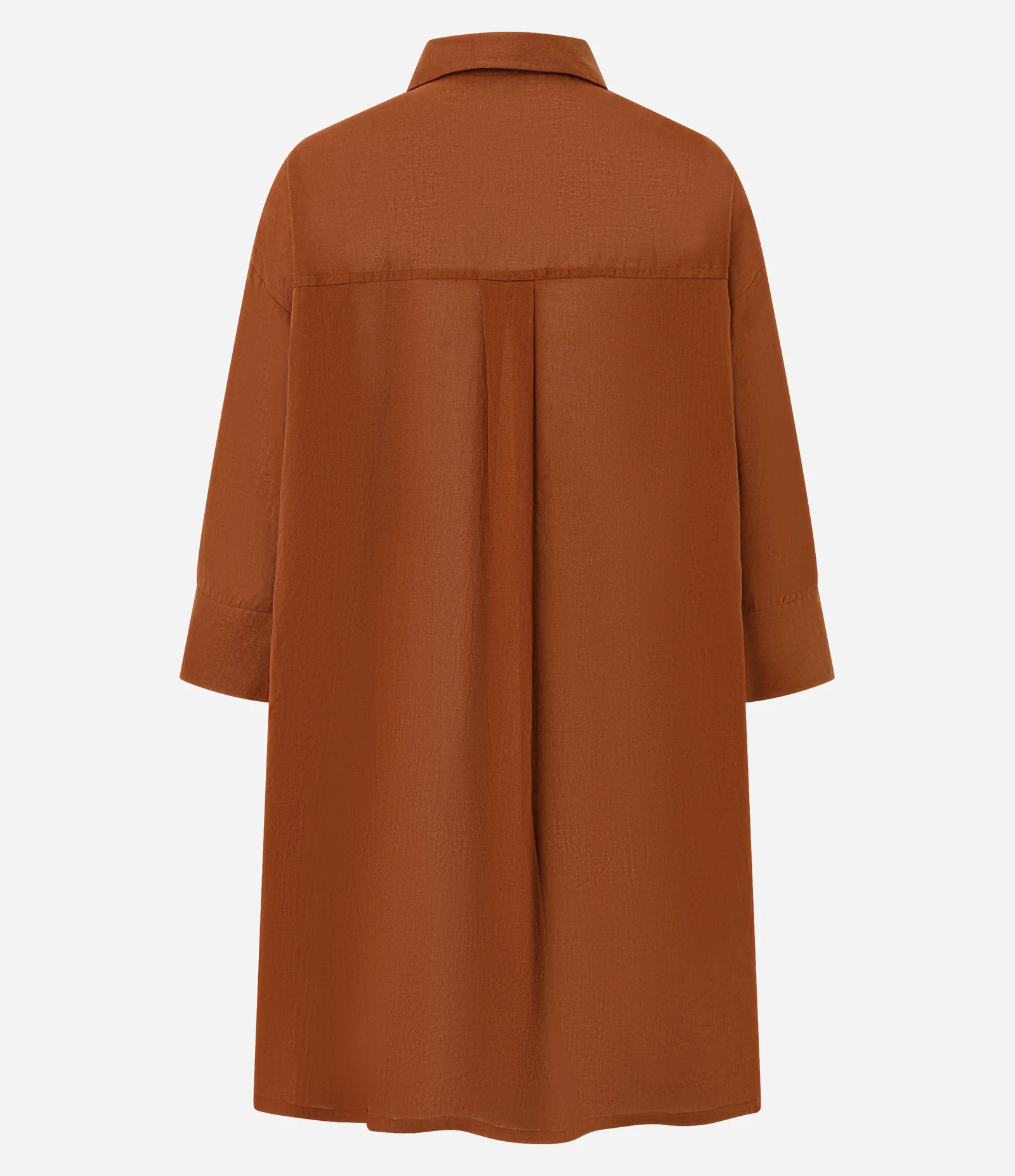 Saída de Praia Bata Chemise em Voal com Botões Marrom 2