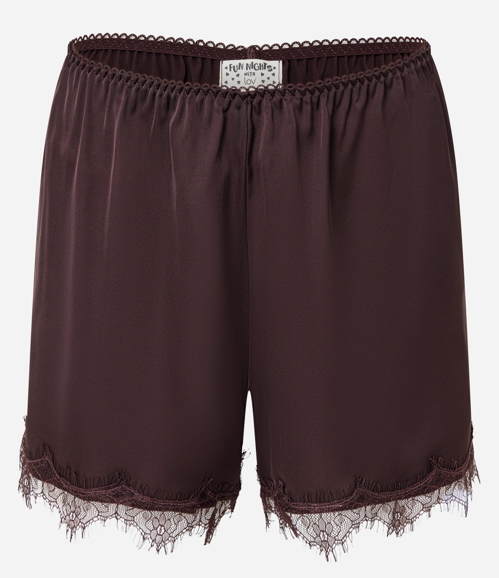 Pijama Short Doll de Cetim com Detalhes em Renda Marrom 7