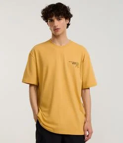 Camiseta Relaxed em Algodão com Estampa de Praia e Lettering Out Od Office