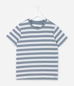 Camiseta Infantil Comfort com Estampa de Listras  - Tam 5 a 14  Anos