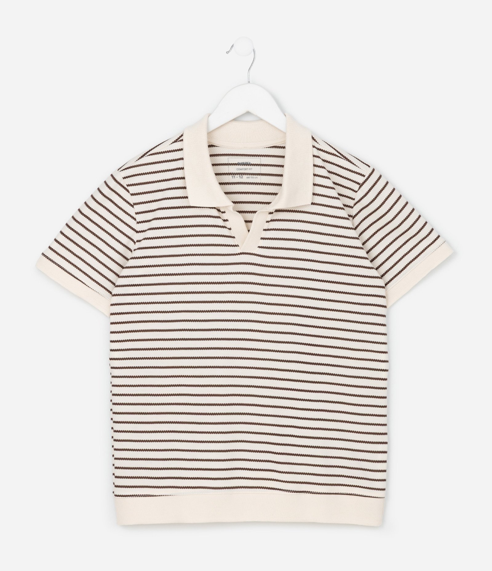 Camiseta Bowling Infantil Texturizada - Tam 5 a 14 Anos Bege 1