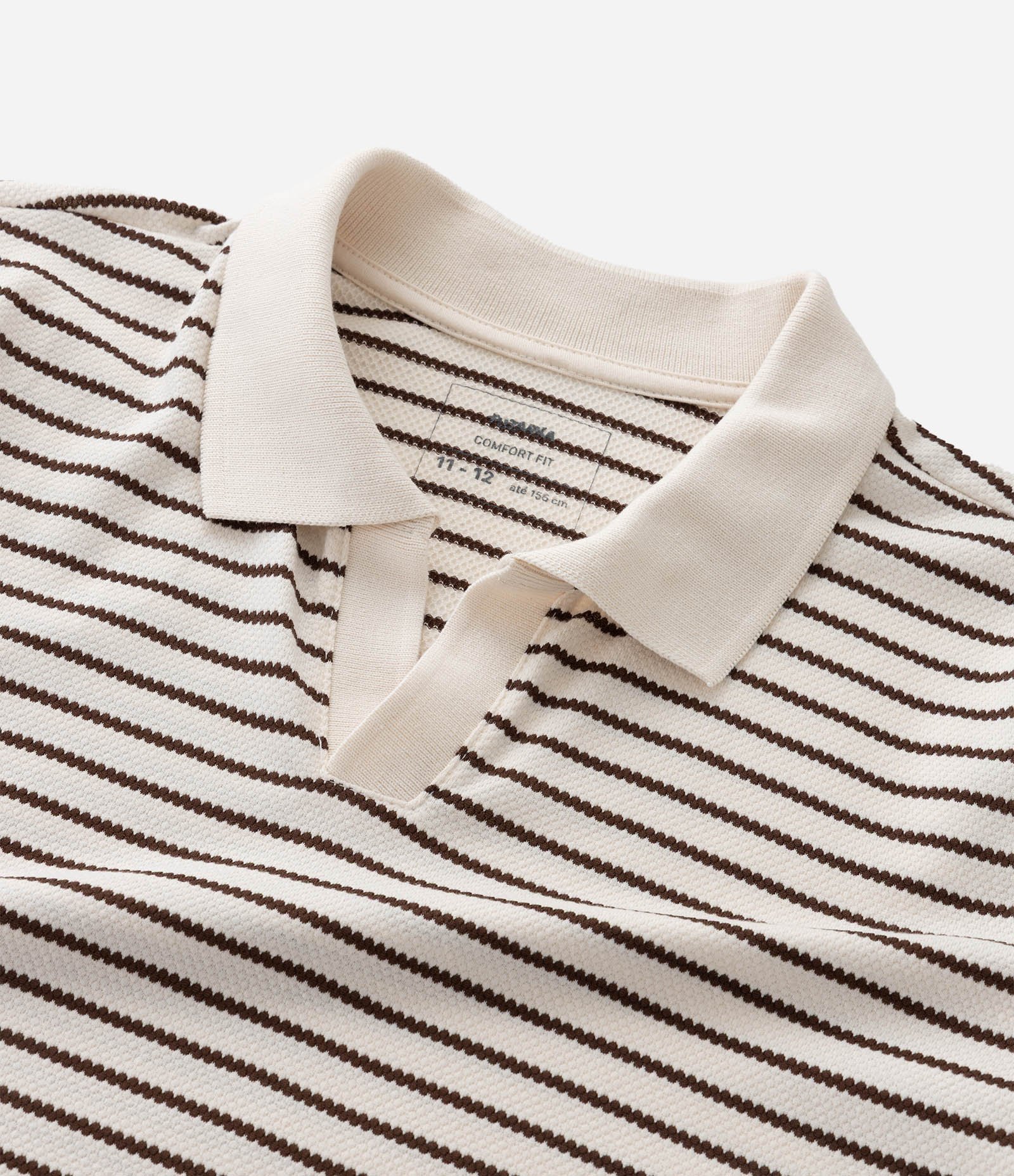 Camiseta Bowling Infantil Texturizada - Tam 5 a 14 Anos Bege 6