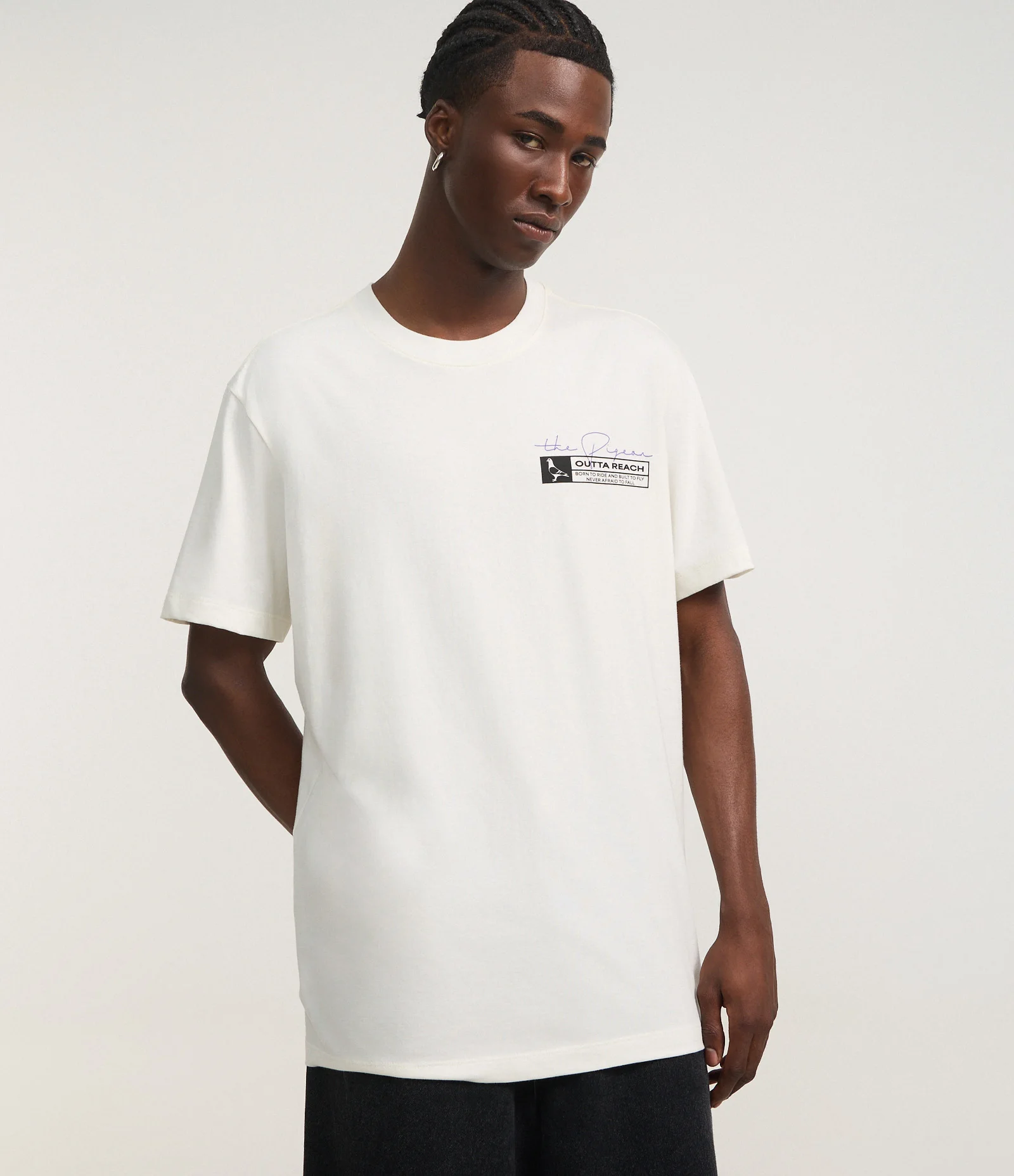 Camiseta em Algodão com Estampa Pombo de Skate Branco 1