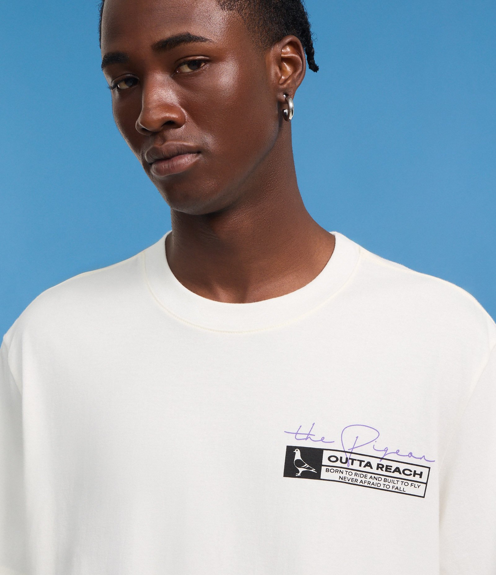 Camiseta em Algodão com Estampa Pombo de Skate Branco 4