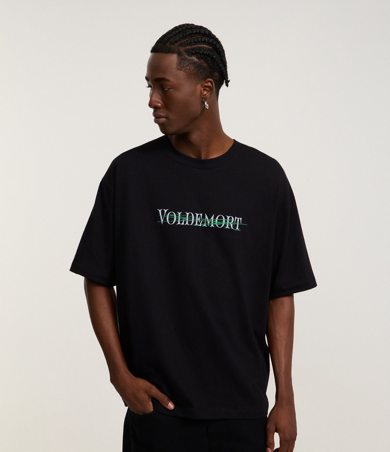 Camiseta em Algodão com Estampa Frente e Costas Voldemort Preto 2