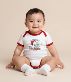 Body Infantil com Estampa de Natal Snoopy - Tam 0 a 18 Meses
