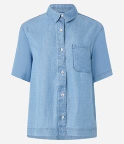 Camisa em Liocel com Botões Frontais e Bolso no Peito