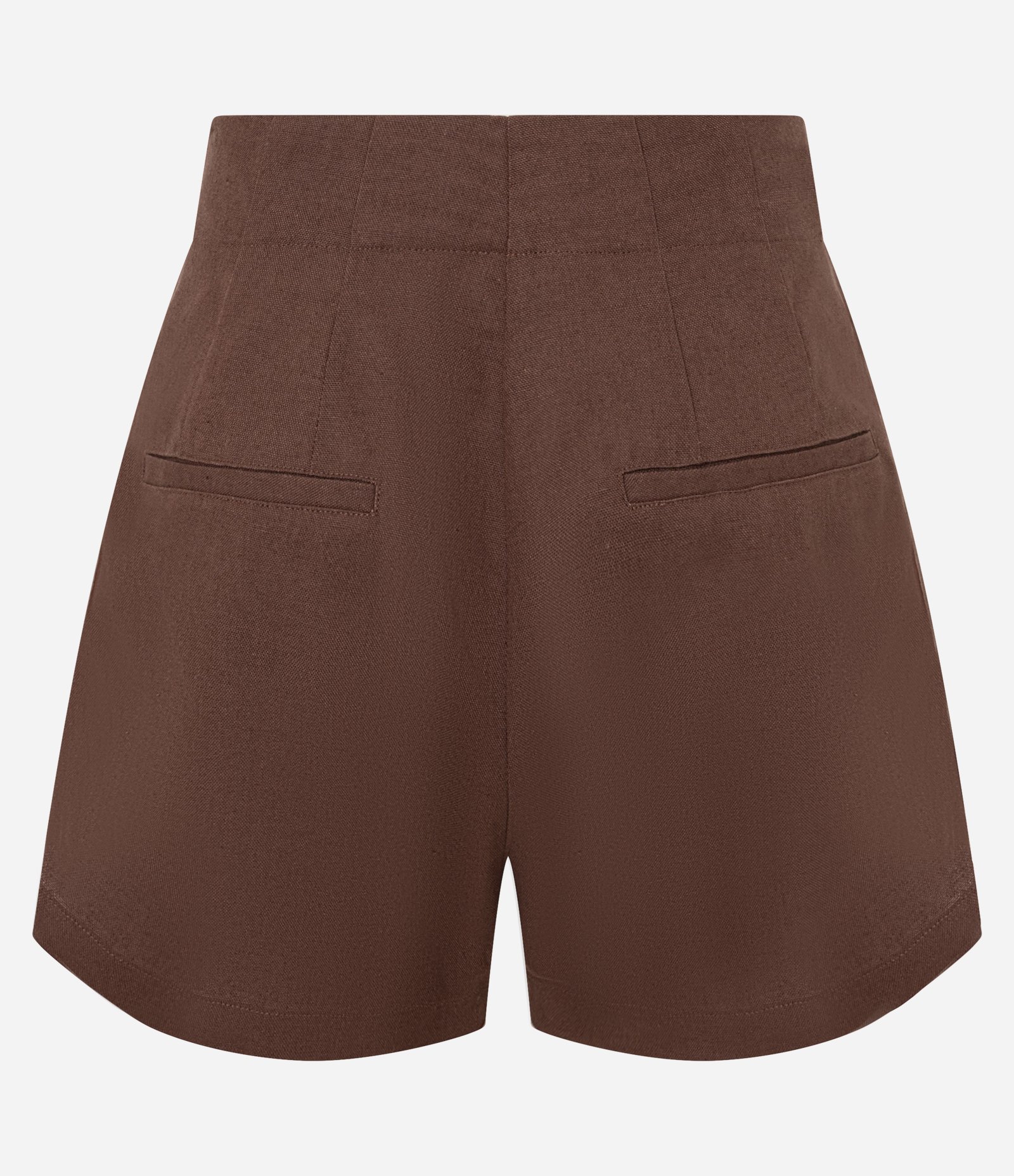 Short de Alfaiataria em Viscolinho com Pregas Frontais Marrom 2