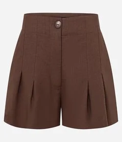 Short de Alfaiataria em Viscolinho com Pregas Frontais