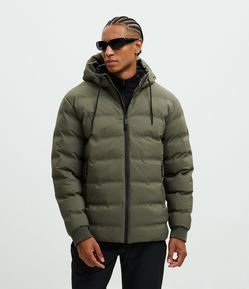 Jaqueta Puffer Esportiva sem Costura com Capuz