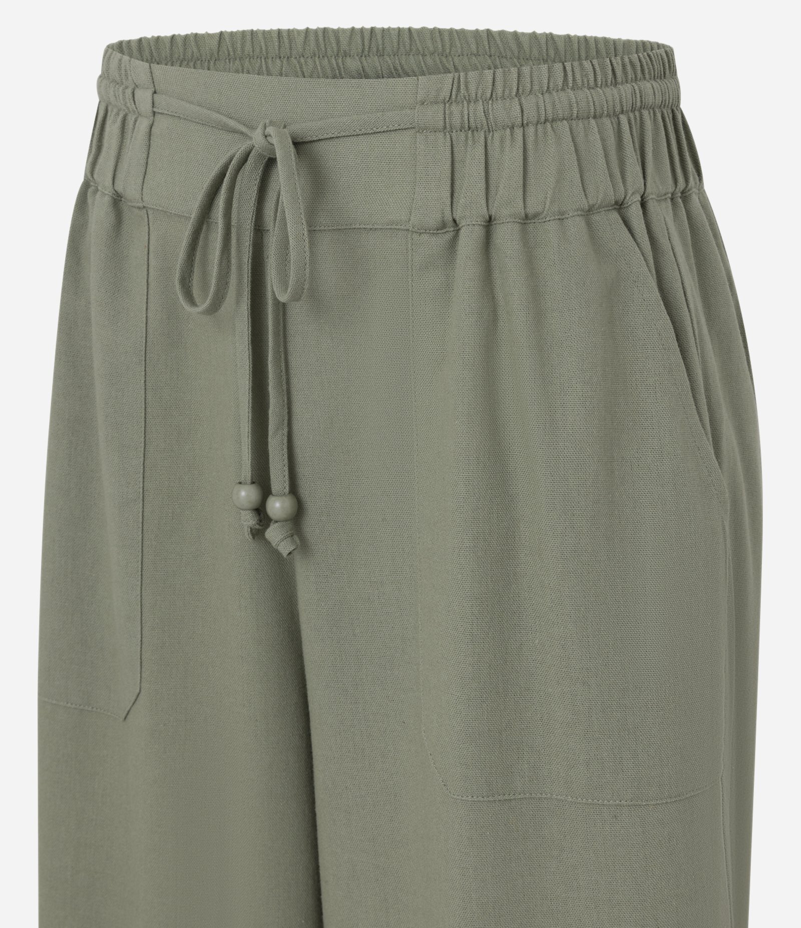 Calça Wide Leg em Viscolinho com Amarração Verde Oliva 6