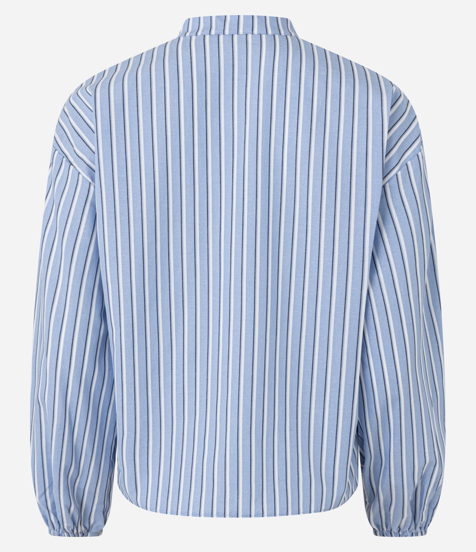Camisa em Tricoline com Amarração Frontal e Estampa Listrada Azul 6