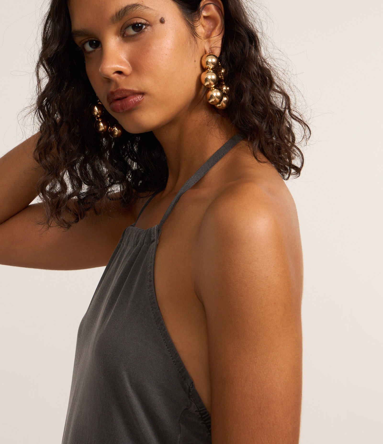 Vestido Evasê Frente Única em Algodão com Franzidos Perto Estonado 3