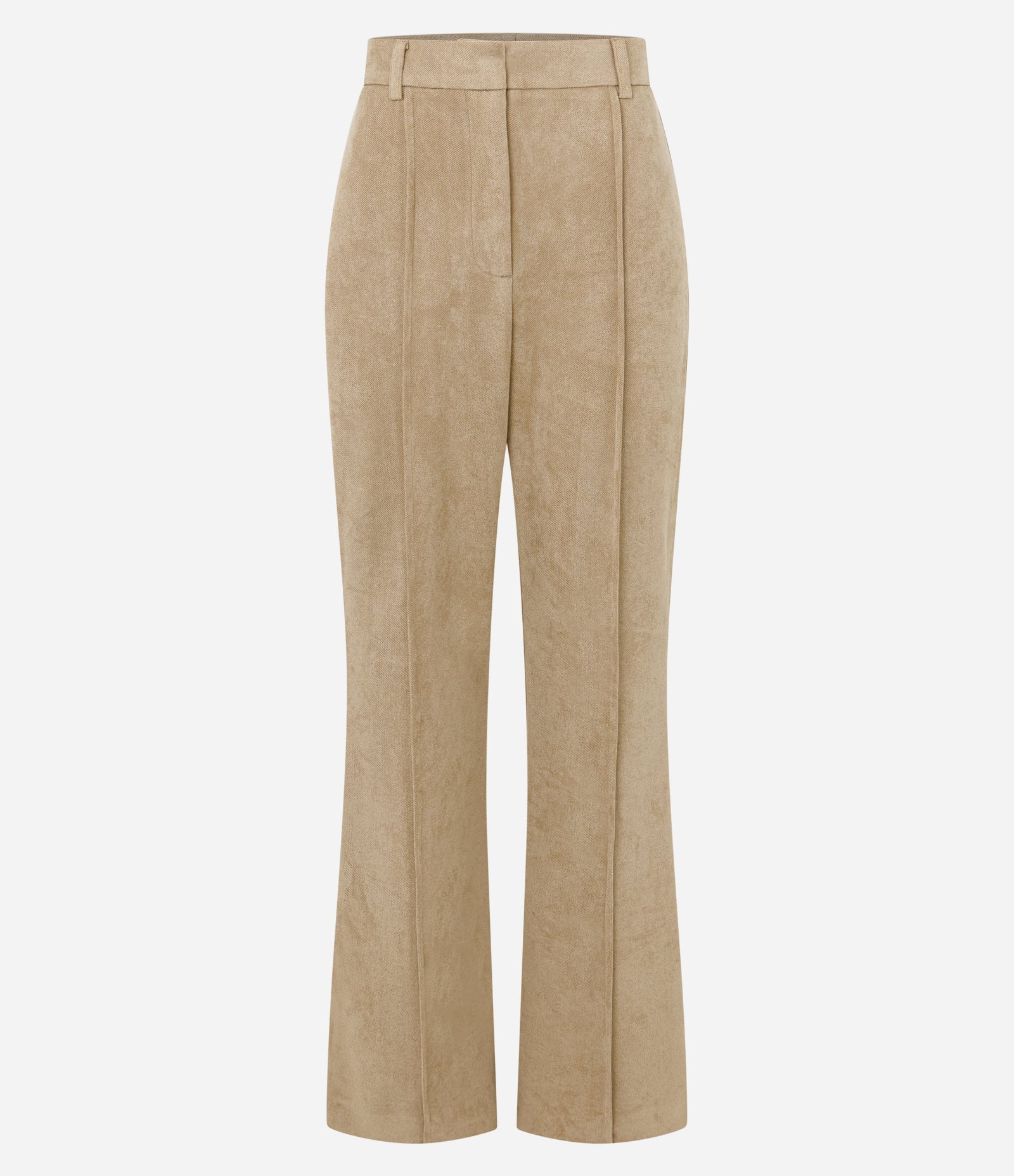 Calça Flare em Suede com Recorte Central Bege 6