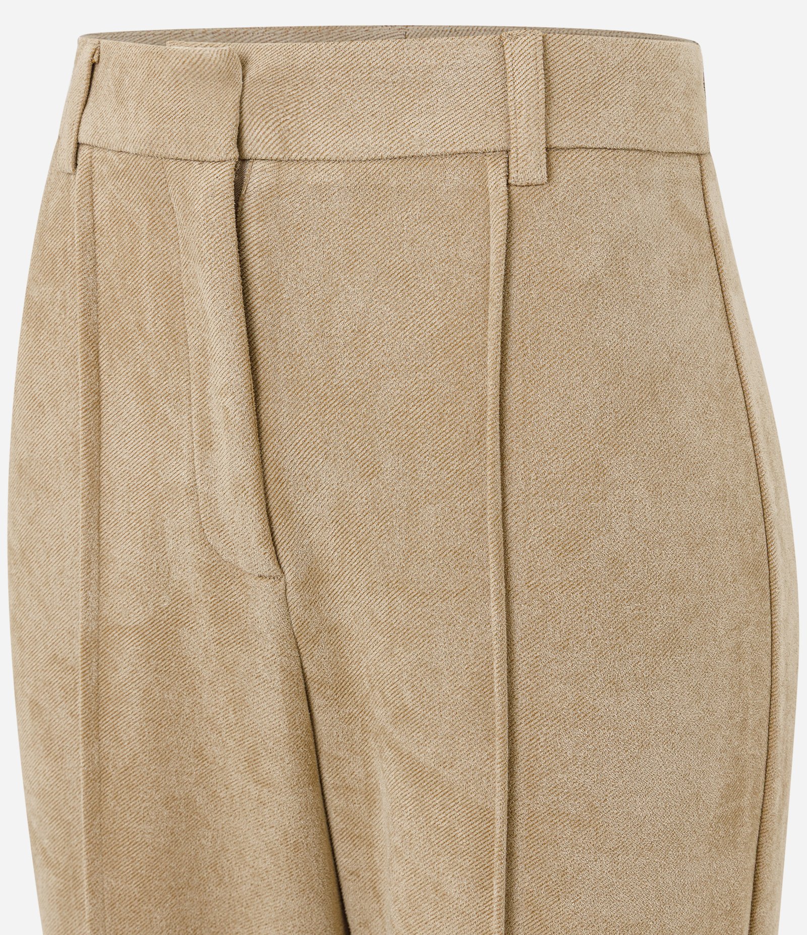 Calça Flare em Suede com Recorte Central Bege 7