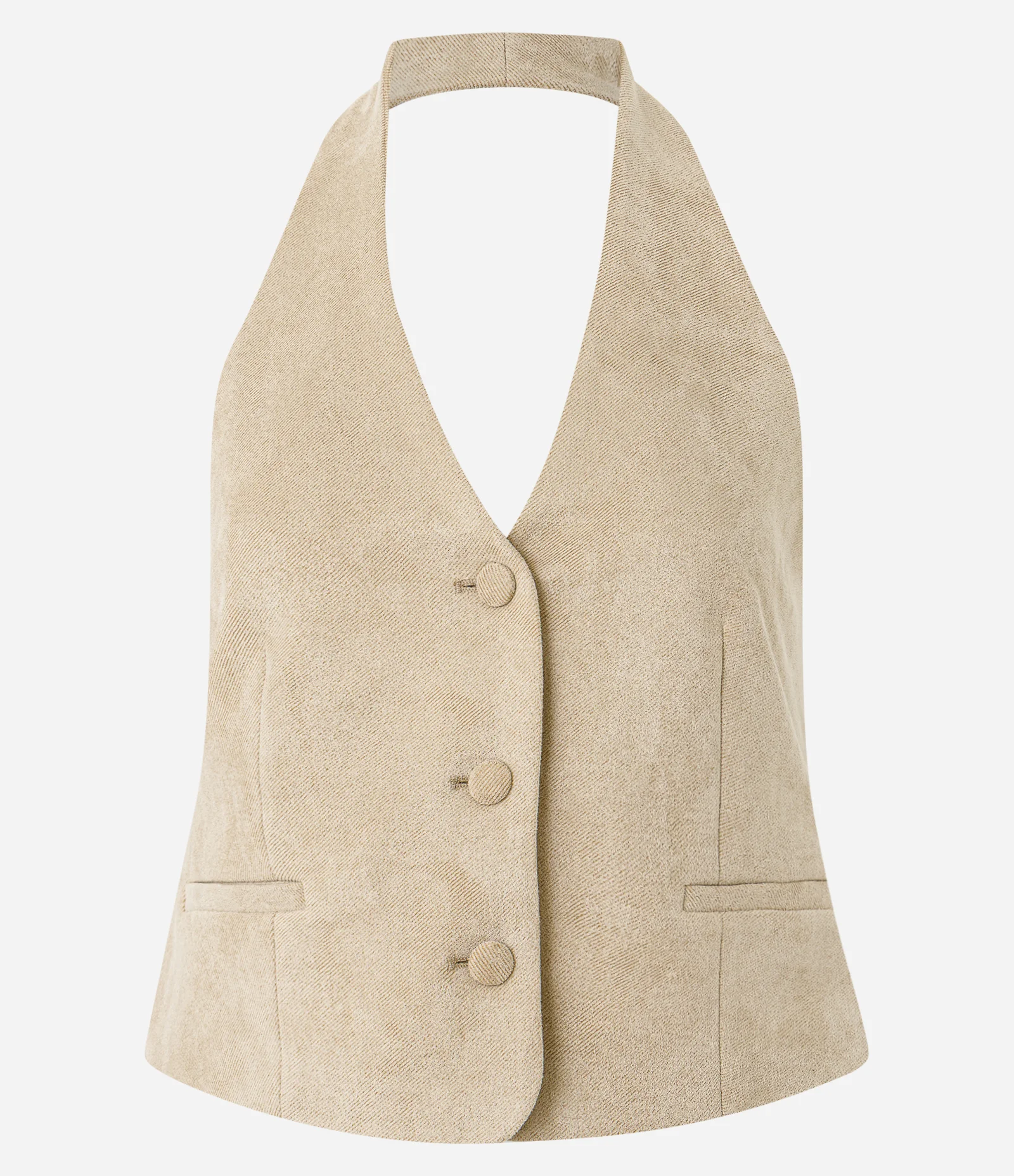 Colete Frente Única em Suede Bege 1
