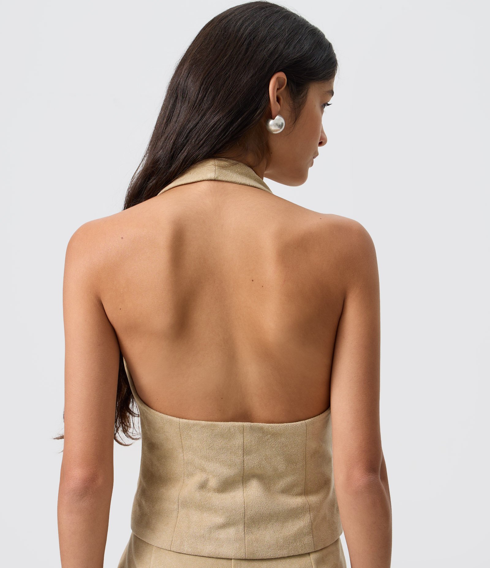 Colete Frente Única em Suede Bege 4