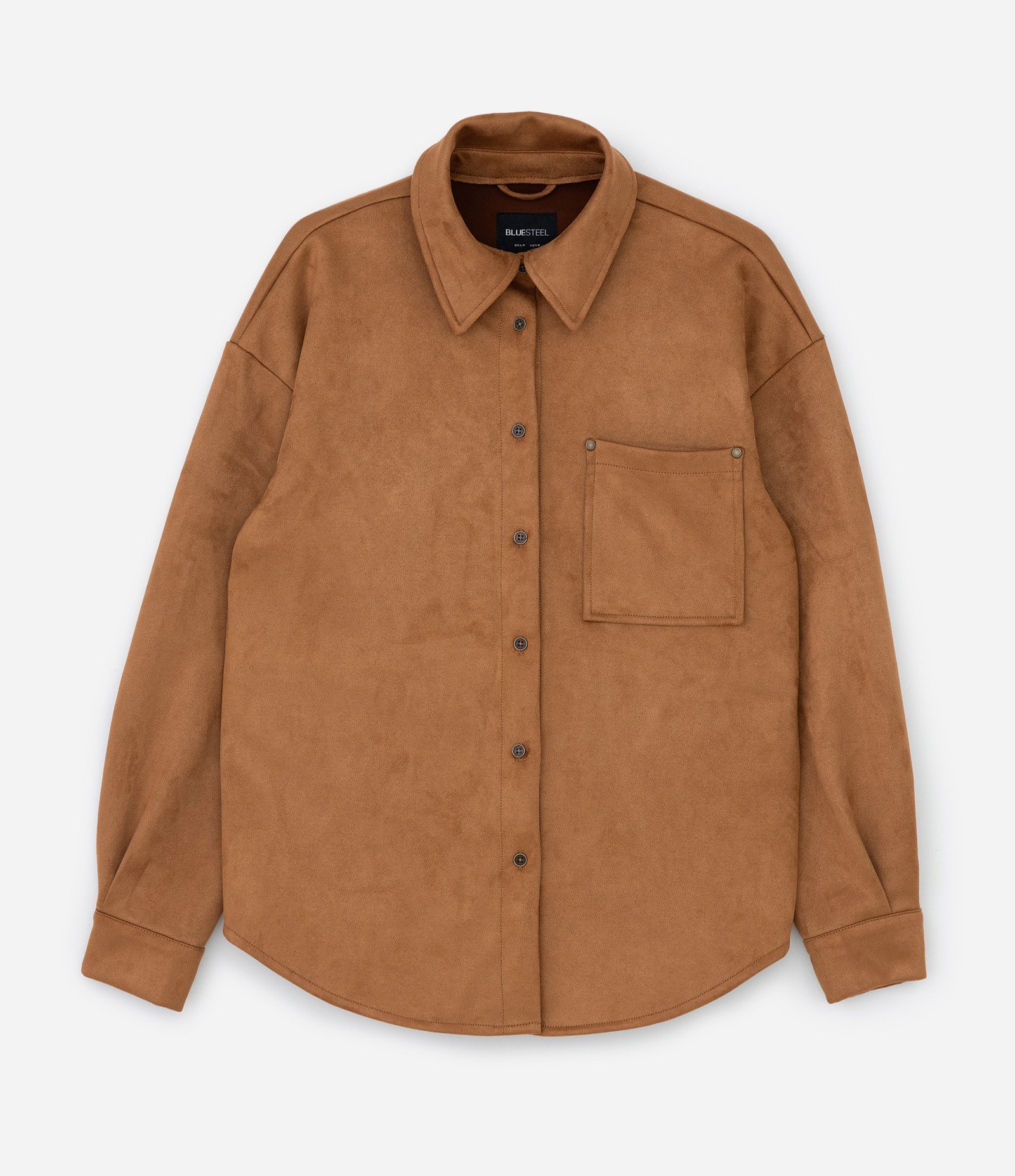 Camisa em Suede com Mangas Longas e Bolsinho Caramelo 5