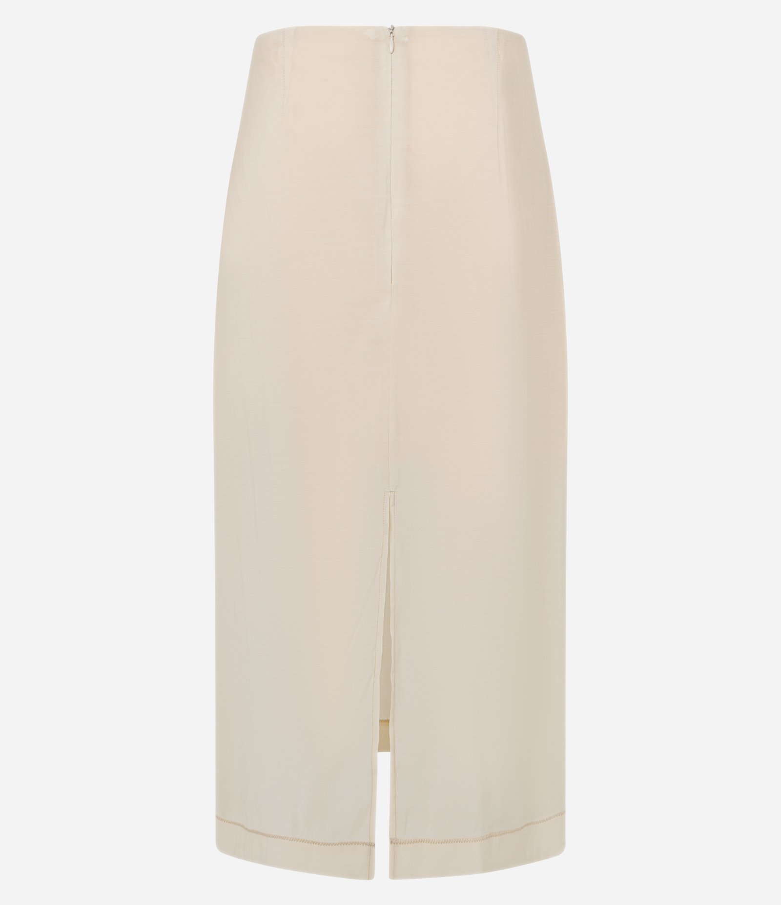 Saia Midi em Chalis de Tencel com Zíper Invisível Bege 7