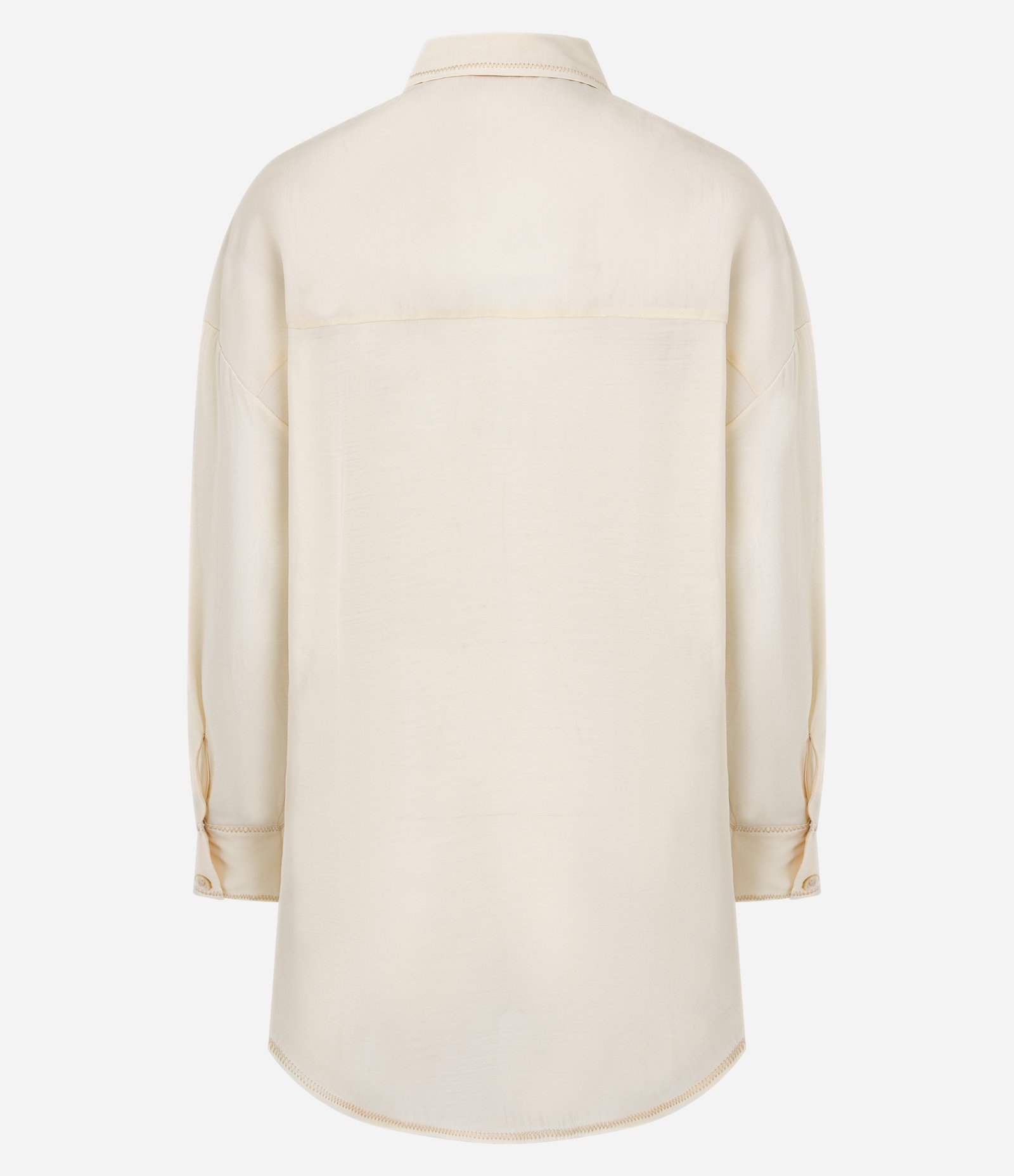 Camisa Oversized com Bordado de Peixe no Bolso Bege 7
