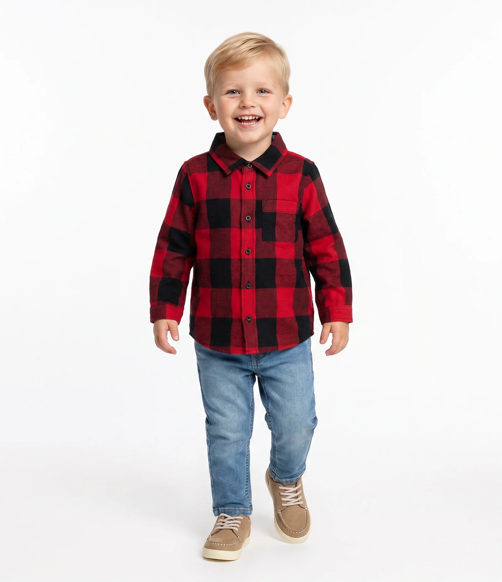 Camisa Infantil em Flanela Xadrez - Tam 1 a 6 Anos Vermelho 1