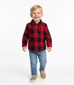 Camisa Infantil em Flanela Xadrez - Tam 1 a 6 Anos