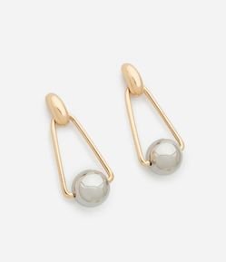 Brinco Médio com Pingente de Esfera Bicolor