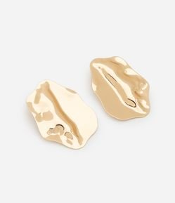 Brinco Botão em Metal Liso com Formato Orgânico