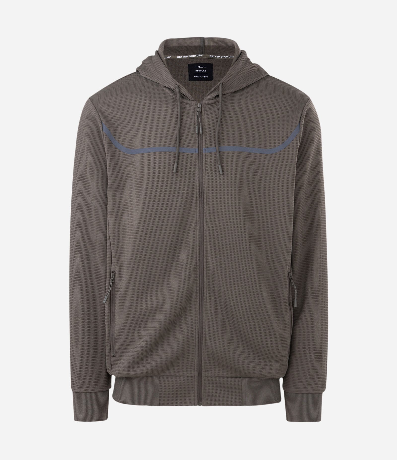 Casaco Esportivo Texturizado com Listra Refletiva e Gola com Capuz Verde 5