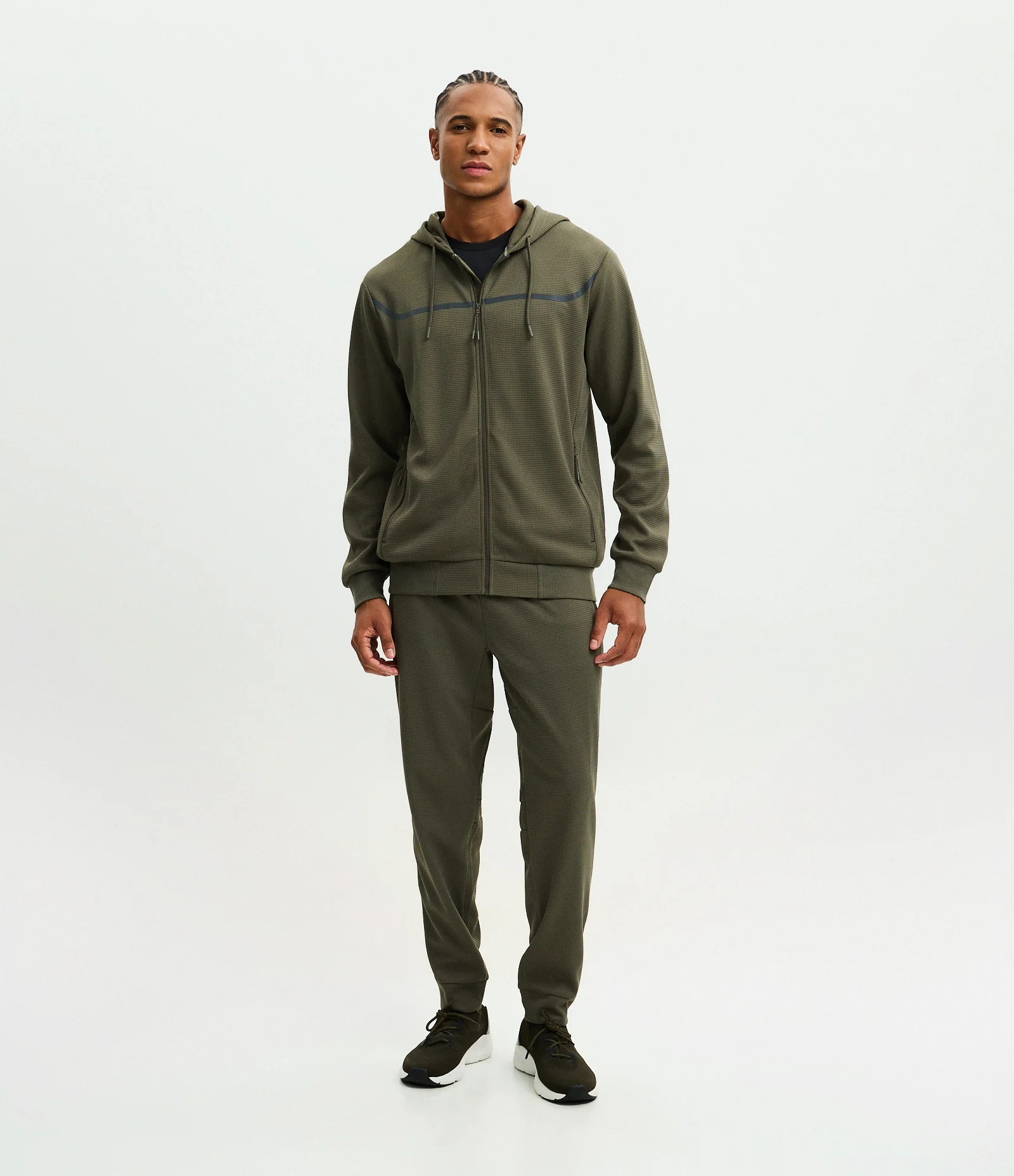 Casaco Esportivo Texturizado com Listra Refletiva e Gola com Capuz Verde 2