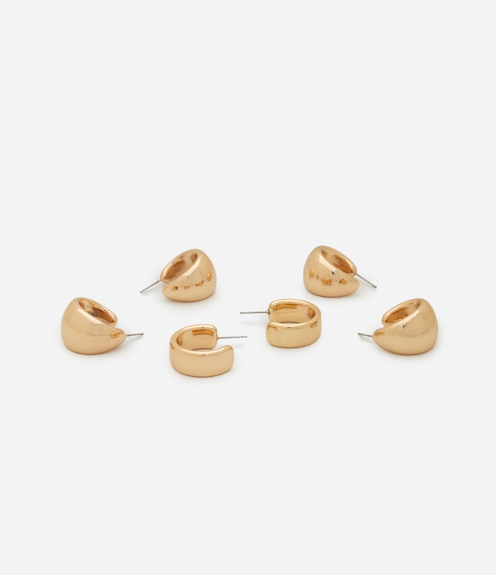 Kit 03 Brincos Argolas Bolds Dourado 2