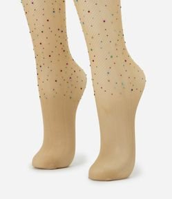 Meia Calça Arrastão em Microfibra com Strass Colorido