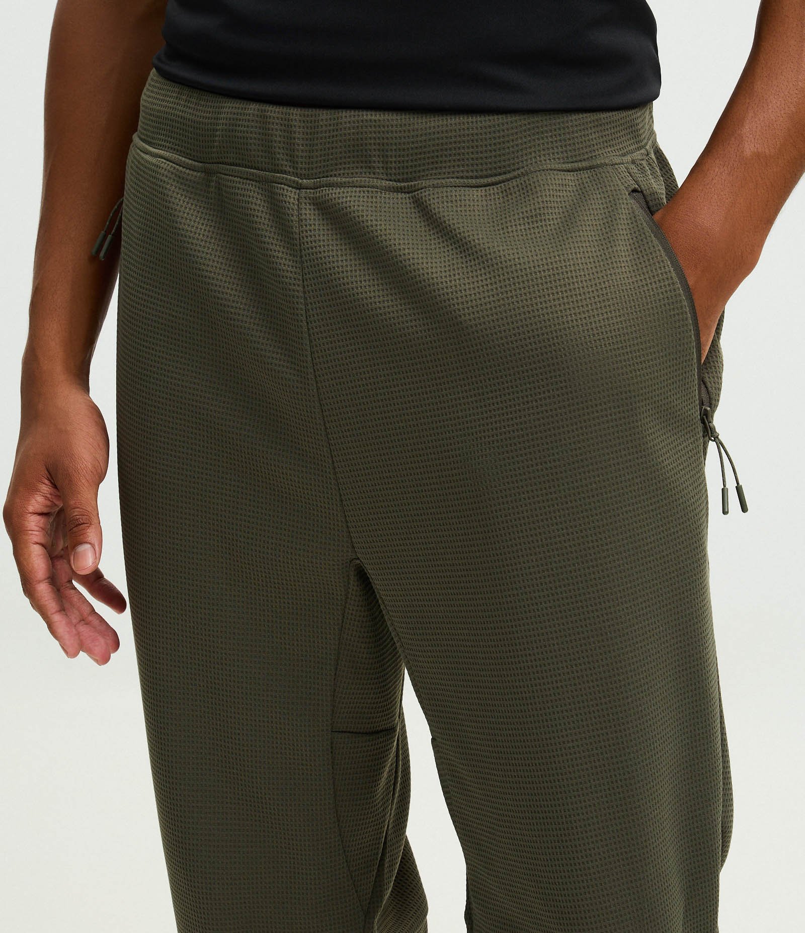 Calça Esportiva em Tecido Texturizado com Zíper nos Bolsos Verde Médio 3