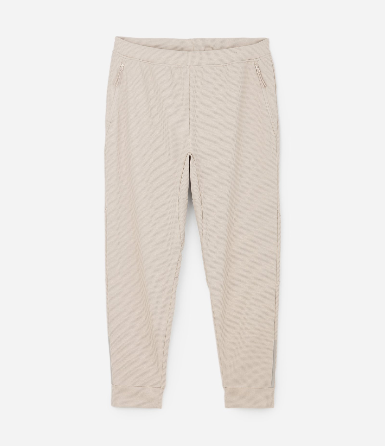 Calça Esportiva em Tecido Texturizado com Zíper nos Bolsos Bege 6
