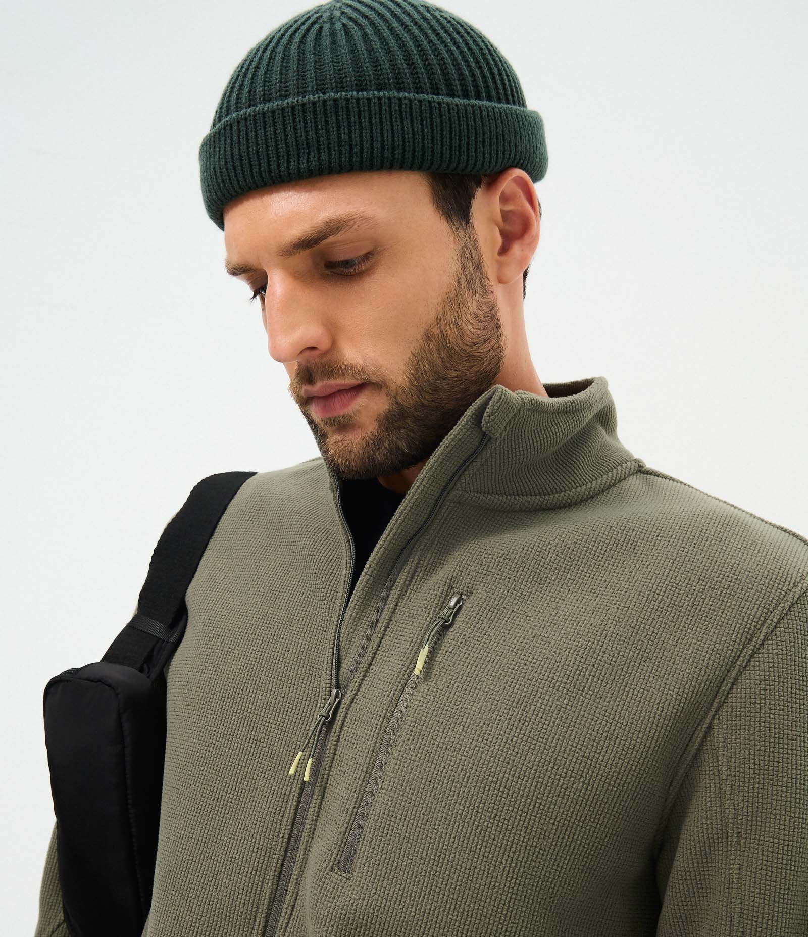 Blusão Texturizado Liso e Quadriculado com Tecnologia Térmica Verde 3