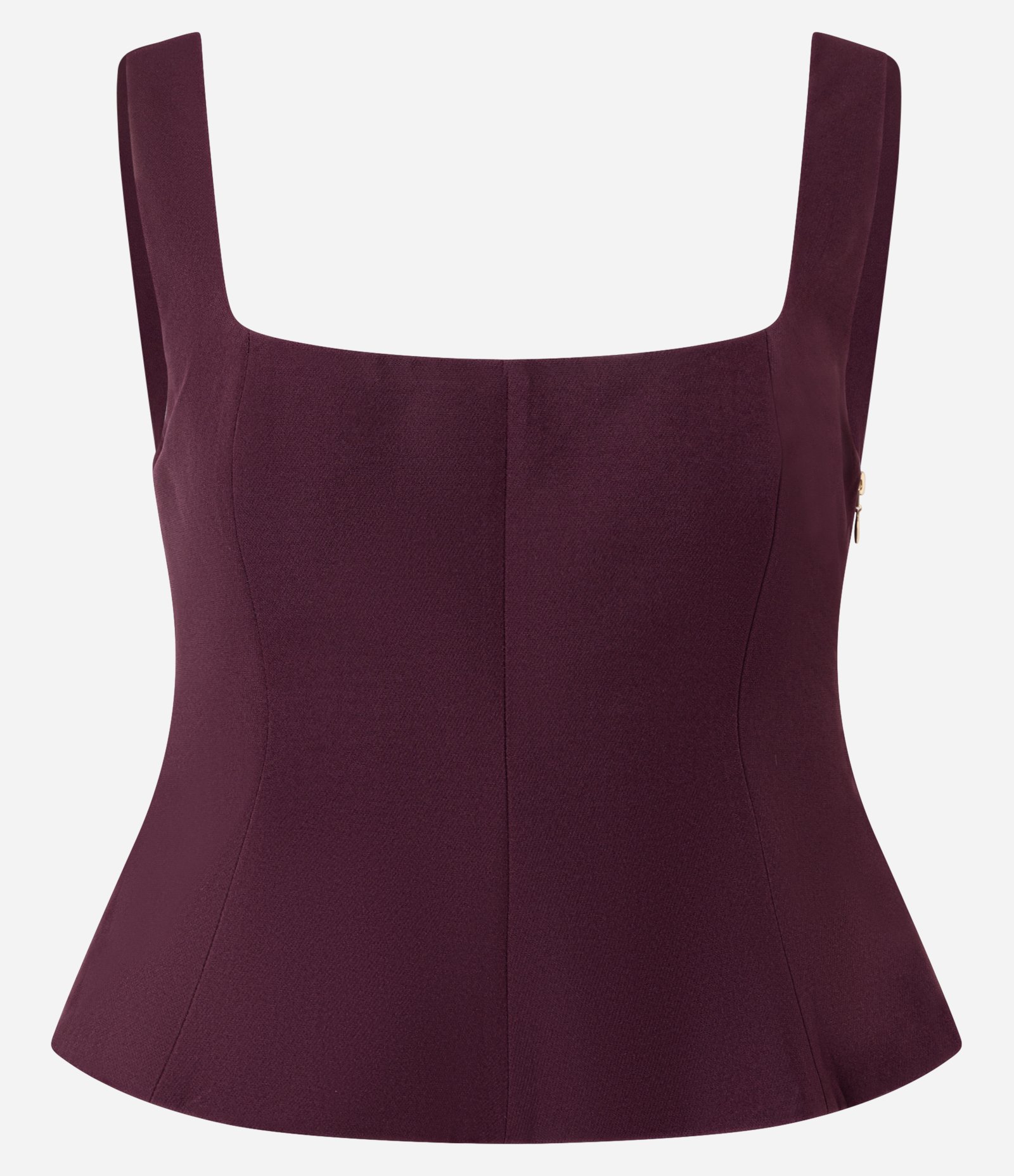 Blusa Alfaiatada com Decote Quadrado e Barra Estruturada Vinho 5