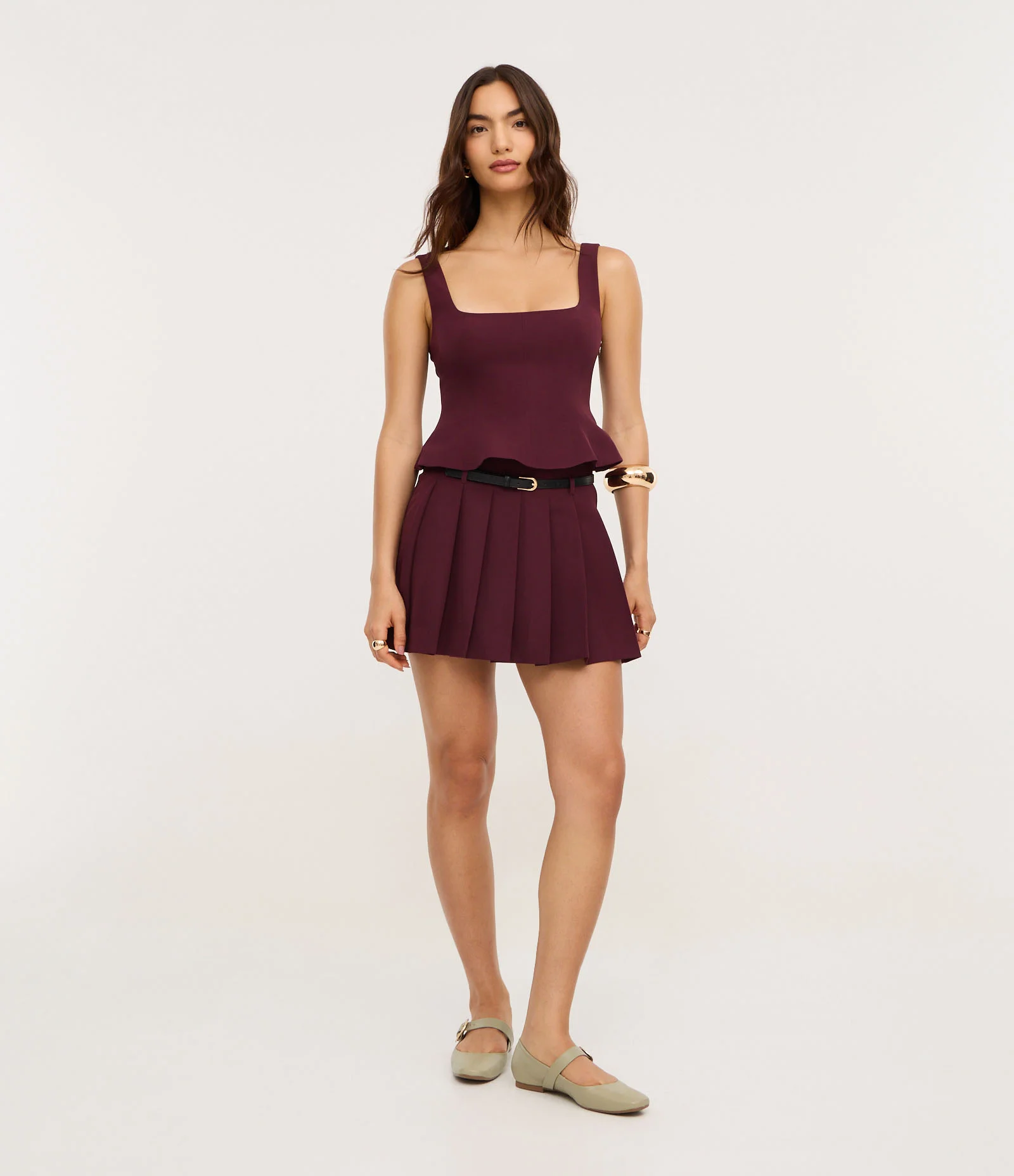 Blusa Alfaiatada com Decote Quadrado e Barra Estruturada Vinho 2