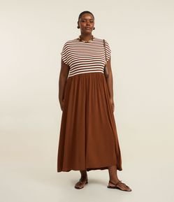Vestido Midi em Viscolycra Listrado Lisa Curve & Plus Size