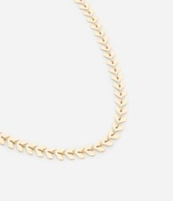 Colar em Metal Liso com Formato de Corrente com Camadas de Mini Folhas