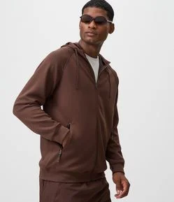 Casaco Tech Fleece Esportivo com Capuz e Zíper