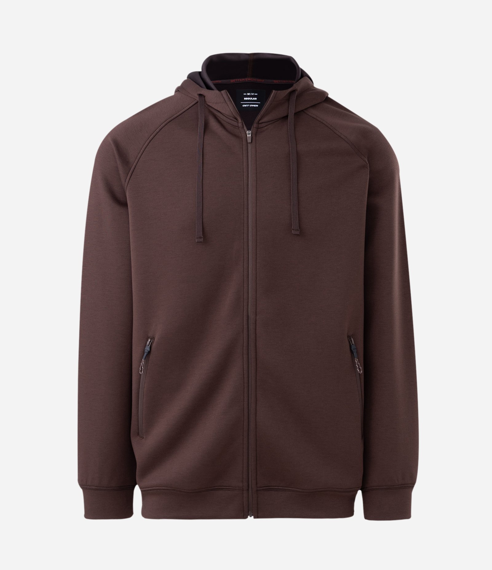 Casaco Tech Fleece Esportivo com Capuz e Zíper Marrom 5