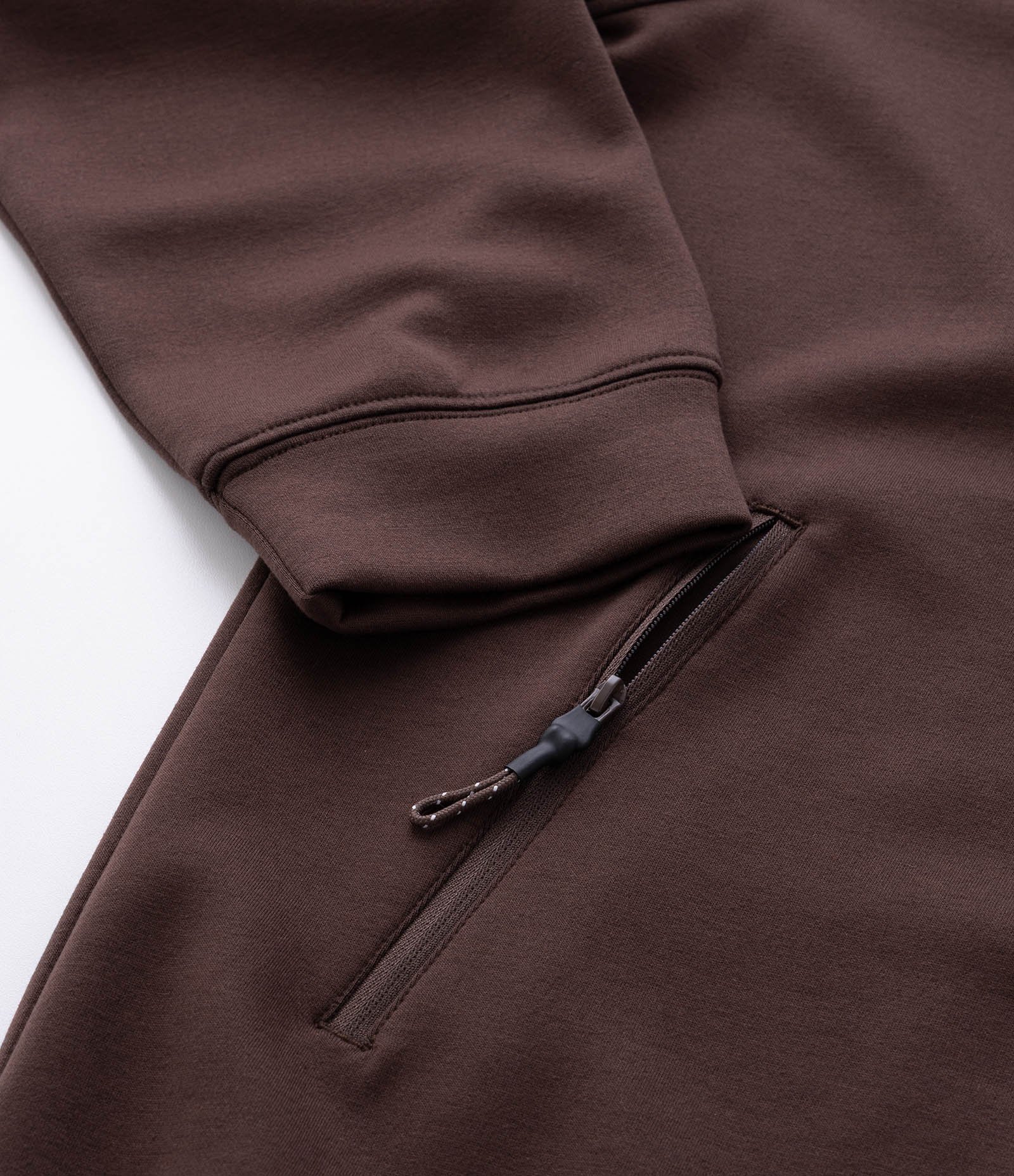 Casaco Tech Fleece Esportivo com Capuz e Zíper Marrom 8