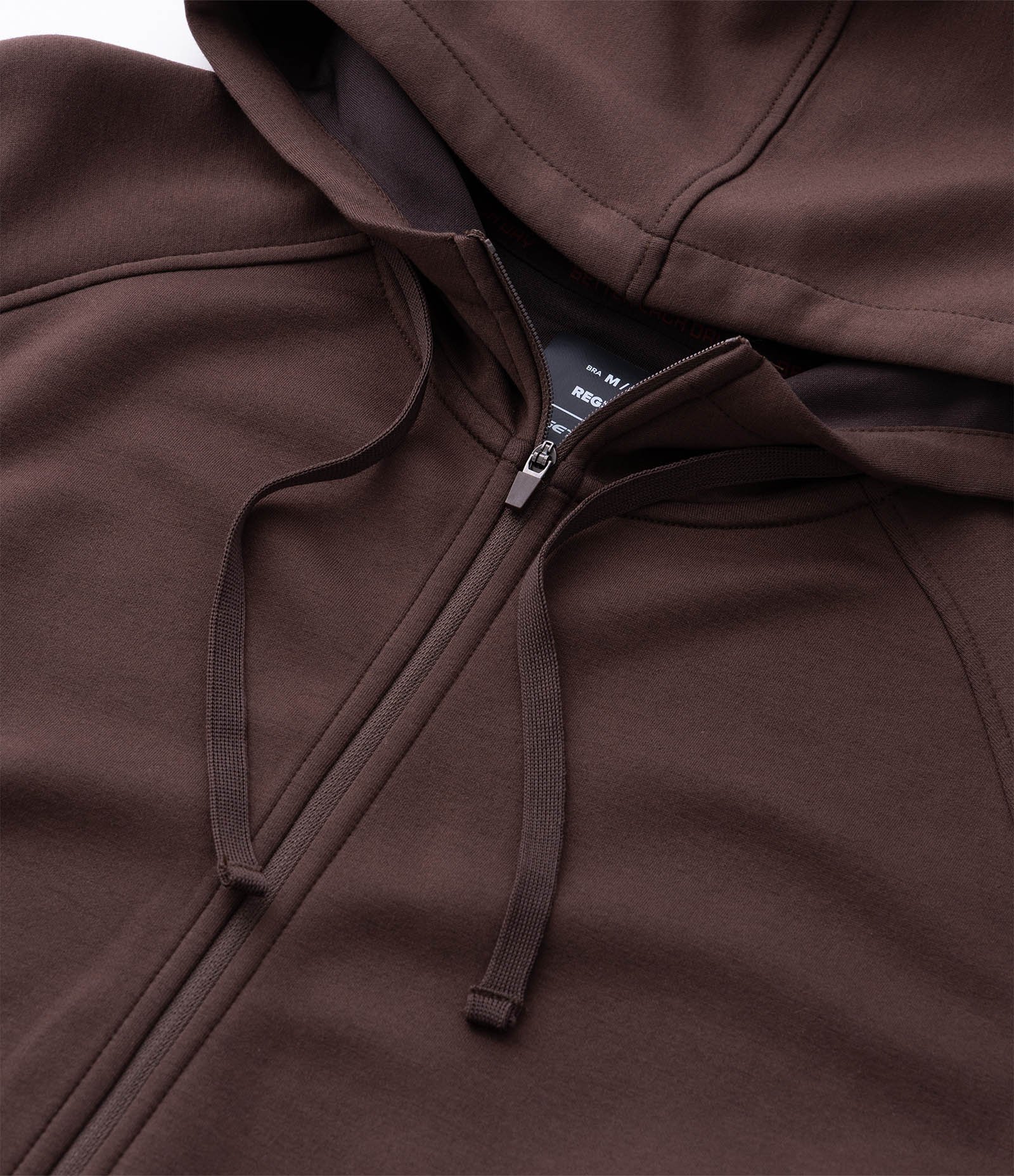 Casaco Tech Fleece Esportivo com Capuz e Zíper Marrom 9